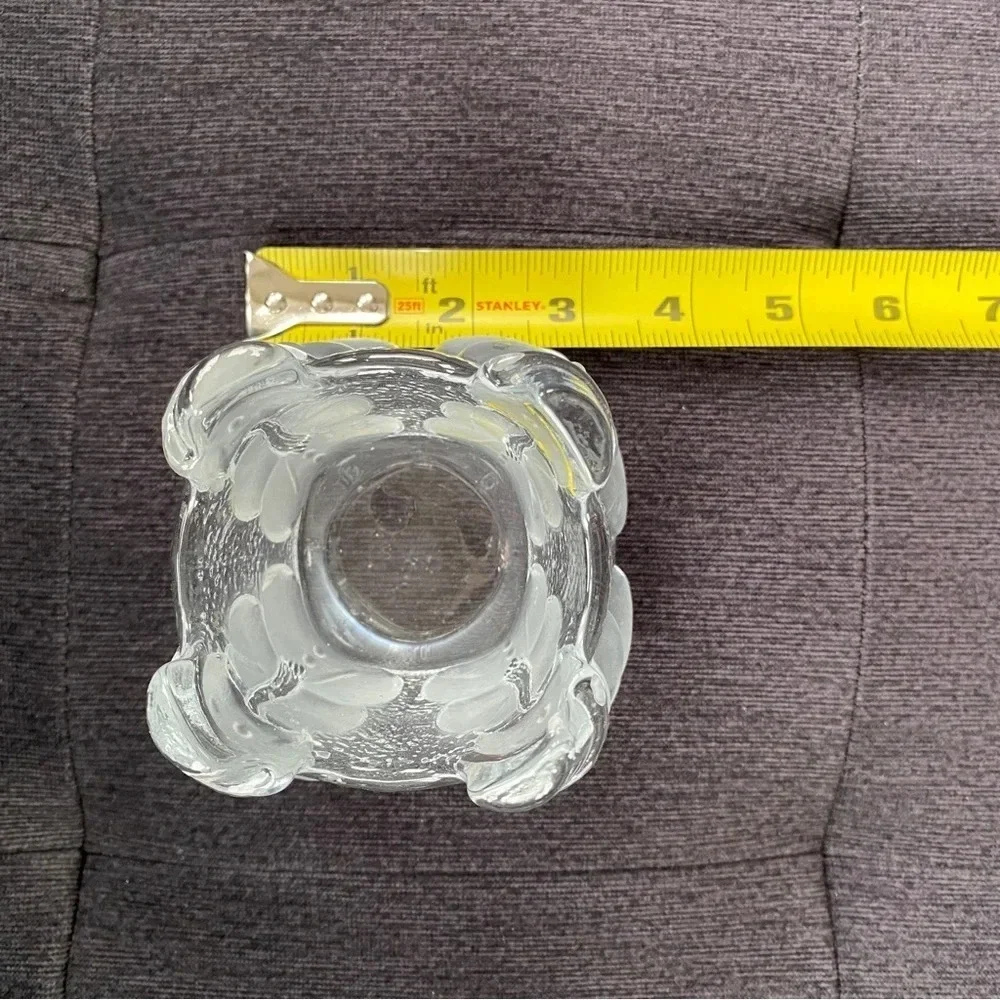 Nybro Sweden Crystal Glass Snowman Christmas Candle Holder Votive Tea Light